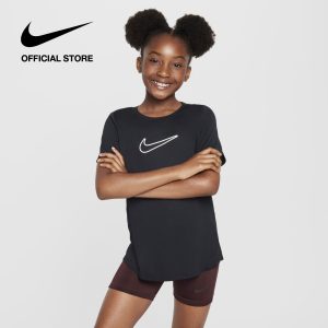 Áo Thun Tay Ngắn Nike Dri-FIT Kids' One Fitted Big Kids' (Girls') Short-Sleeve Top - Black