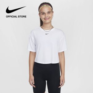 Áo Thun Tay Ngắn Nike Dri-FIT Kids' One Relaxed Big Kids' (Girls') Short-Sleeve Top - White